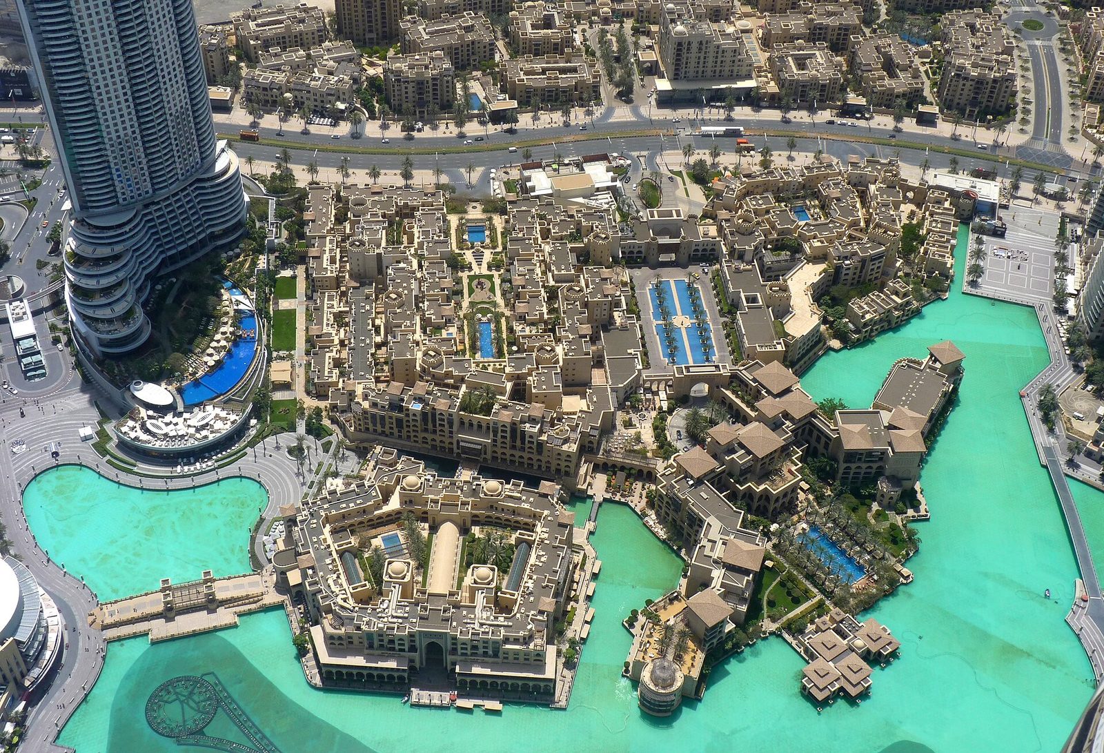 Aerial view of Downtown Dubai and the Burj Khalifa district